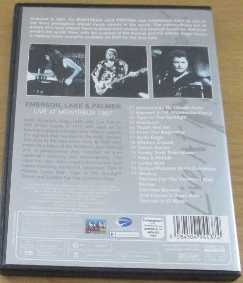 EMERSON LAKE and PALMER Live at Montreux 1997 DVD  [OFFICE DVD SHELF]