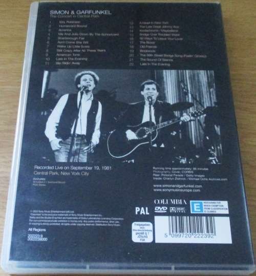 SIMON & GARFUNKEL The Concert in Central Park DVD