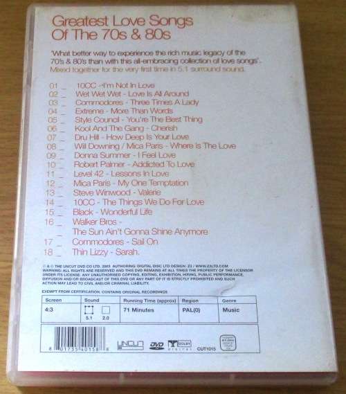 GREATEST LOVE SONGS OF THE 70`S & 80`S DVD
