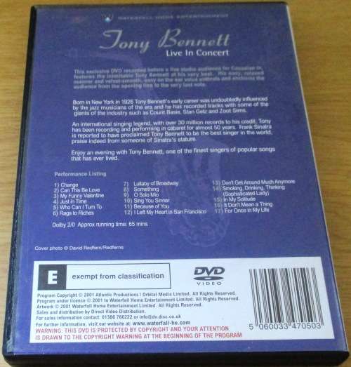 TONY BENNETT Live in Concert DVD