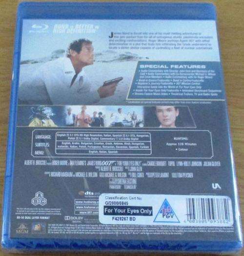 007 FOR YOUR EYES ONLY Blu Ray