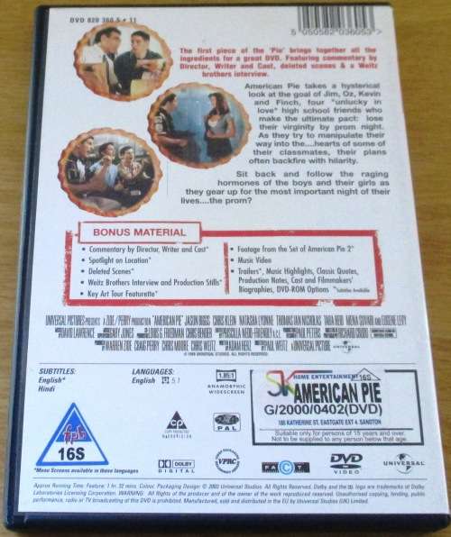 CULT FILM: AMERICAN PIE DVD [BOX H1]