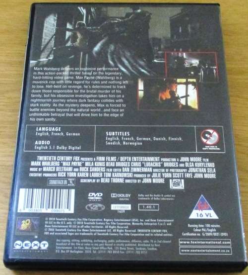 CULT FILM: MAX PAYNE DVD   [DVD BOX 15]