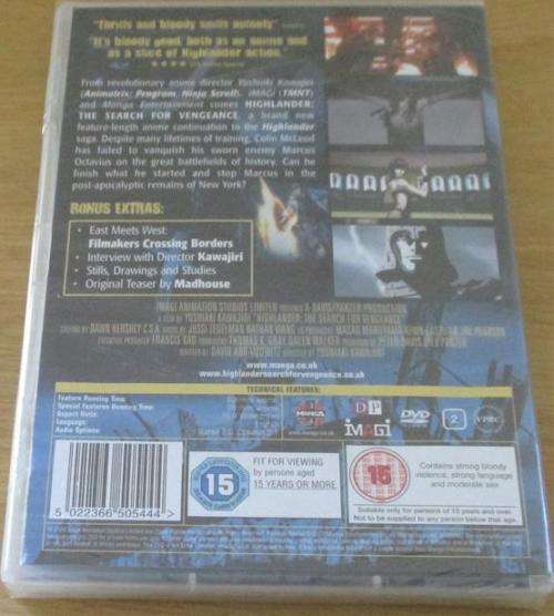 HIGHLANDER The Search For Vengeance DVD [Shelf H]