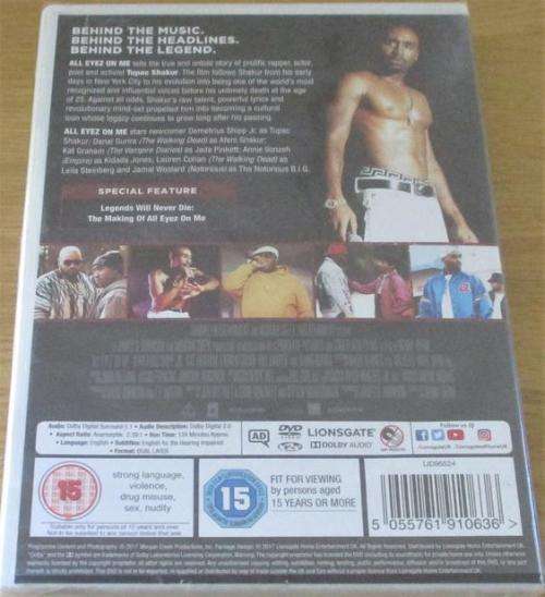 TUPAC ENEMY All Eyez On Me DVD [Shelf H]