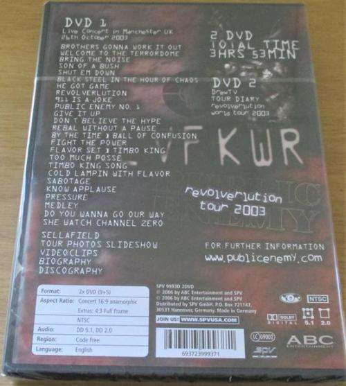 PUBLIC ENEMY Manchester UK Live MKLV FKWR 2xDVD [Shelf H]
