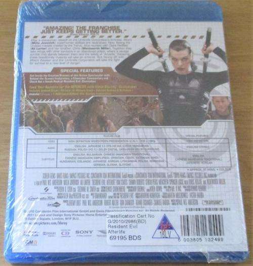 RESIDENT EVIL: Afterlife Milla Jovovich Blu Ray [Shelf H]