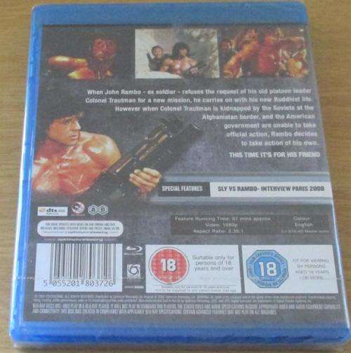 RAMBO 3 Stallone Blu Ray [Shelf H]