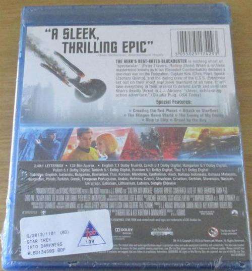 STAR TREK Into Darkness Blu Ray [Shelf H]