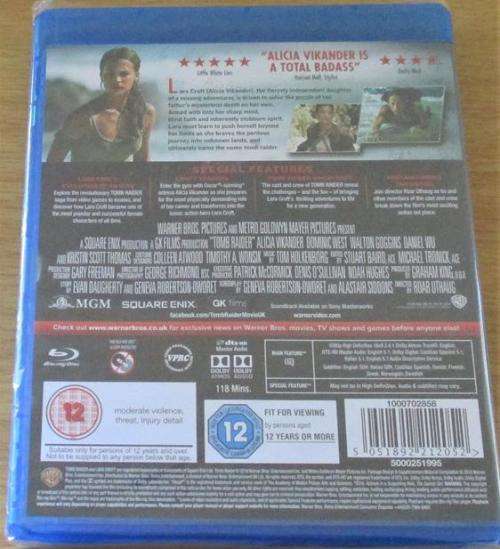 TOMB RAIDER Alicia Vikander is Lara Croft Blu Ray [Shelf H]