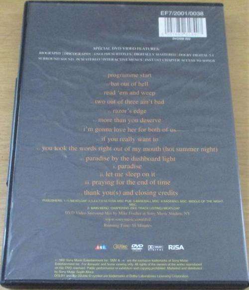 MEAT LOAF Hits out of Hell DVD