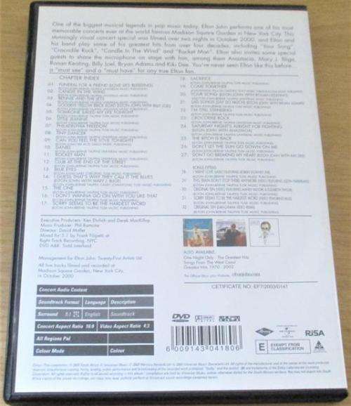 ELTON JOHN Greatest Hits One Night Only DVD