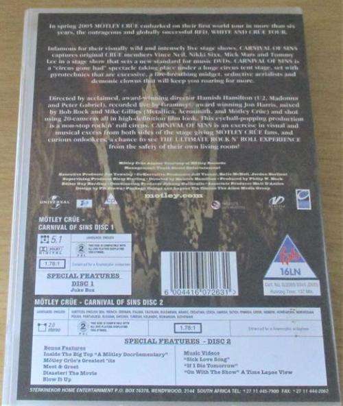 MOTLEY CRUE Carnival of Souls Live 2xDVD