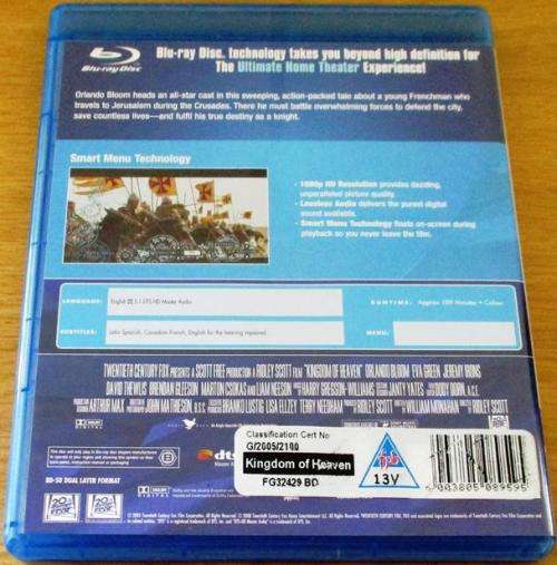 KINGDOM OF HEAVEN Orlando Bloom Blu Ray