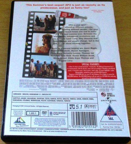 CULT FILM: AMERICAN PIE 2 [SHELF D2]