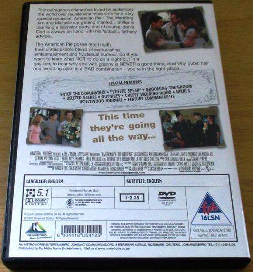 CULT FILM: AMERICAN PIE THE WEDDING [SHELF D2]