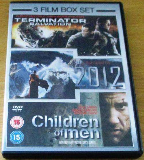 CULT FILM: TERMINATOR Salvation + 2012 + CHILDREN OF MEN 3xFILM BOX SET  [SHELF D2]