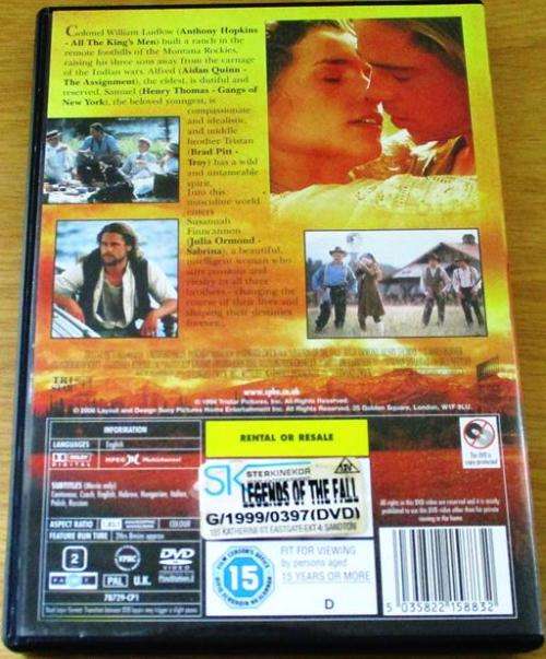 CULT FILM: LEGENDS OF THE FALL Anthony Hopkins Brad Pitt [Shelf D2]