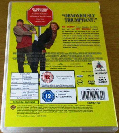 CULT FILM: SUMB AND DUMBER Jeff Daniels Jim Carrey DVD [DVD Box 14]