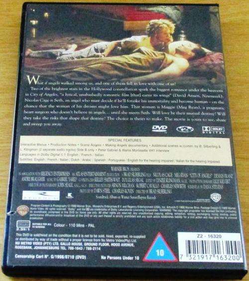 CULT FILM: CITY OF ANGELS Nicolas Cage Meg Ryan [DVD Box 14]