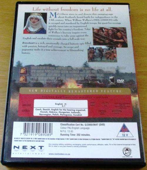CULT FILM: BRAVEHEART Mel Gibson [DVD Box 15]