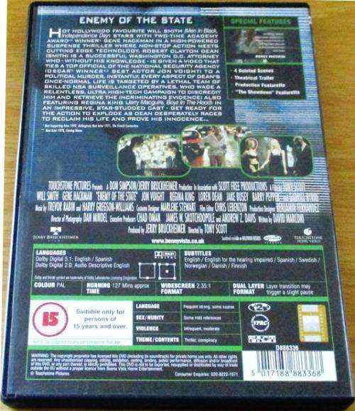 CULT FILM: ENEMY OF THE STATE Will Smith Gene Hackman [DVD Box 15]