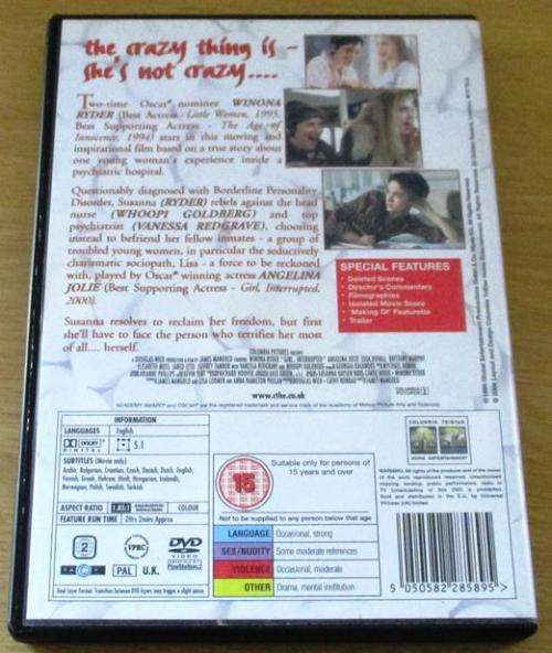 CULT FILM: GIRL, INTERRUPTED Winona Ryder Angelina Jolie [DVD Box 15]