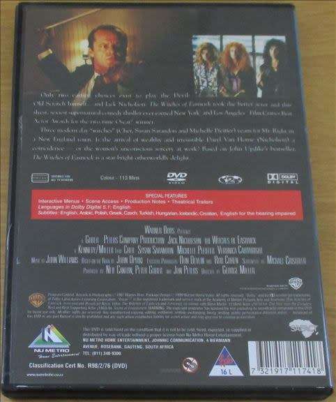 CULT FILM: THE WITCHES OF EASTWICK Jack Nicholson Susan Sarandon  [DVD Box 12]