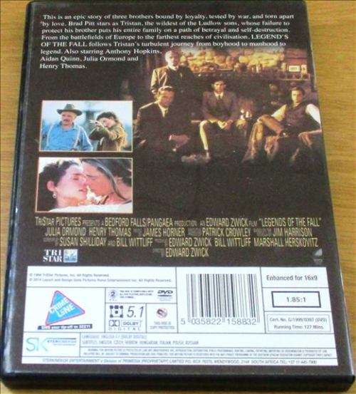 CULT FILM: LEGENDS OF THE FALL Brad Pitt Anthony Hopkins [DVD Box 12]