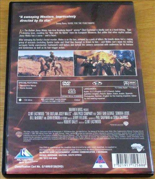 CULT FILM: THE OUTLAW JOSEY WALES Clint Eastwood [DVD Box 12]