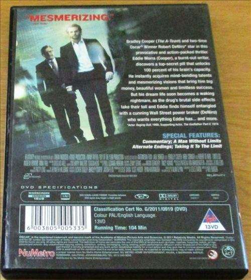 CULT FILM: LIMITLESS Bradley Cooper Robert De Niro [DVD Box 11]