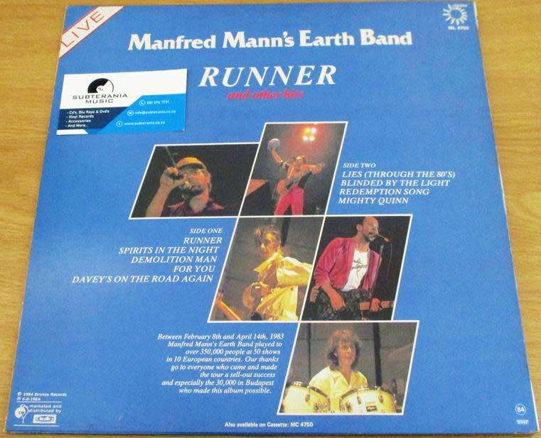 MANFRED MANN`S EARTH BAND Runner and Other Hits LP VINYL RECORD