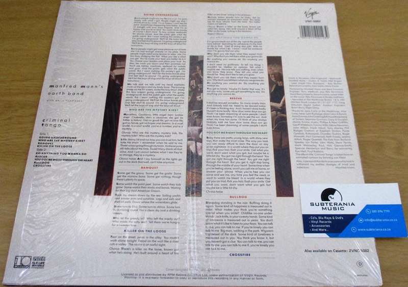 MANFRED MANN`S EARTH BAND with  CHRIS THOMPSON Criminal Tango LP VINYL RECORD