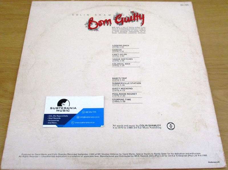COLIN SHAMLEY Born Guilty LP VINYL RECORD