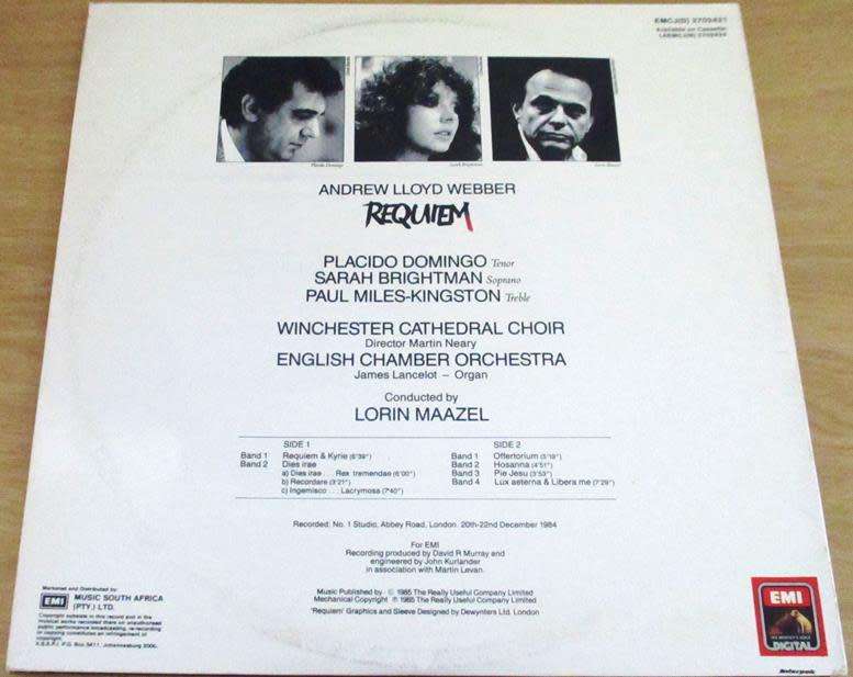 ANDREW LLOYD WEBBER REQUIEM O.S.T. LP VINYL RECORD