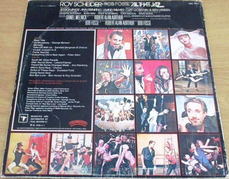ALL THAT JAZZ O.S.T.  LP VINYL RECORD