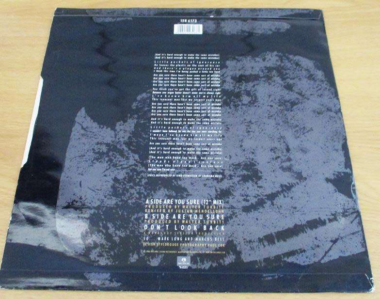 12` Maxi Dance Single : SO Are Your Sure? 12` VINYL RECORD [SYNTH POP]