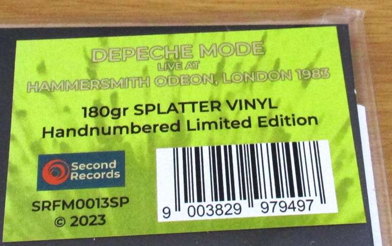 DEPECHE MODE Live at the Hammersmith Odeon Ltd YELLOW SPLATTER Coloured VINYL RECORD