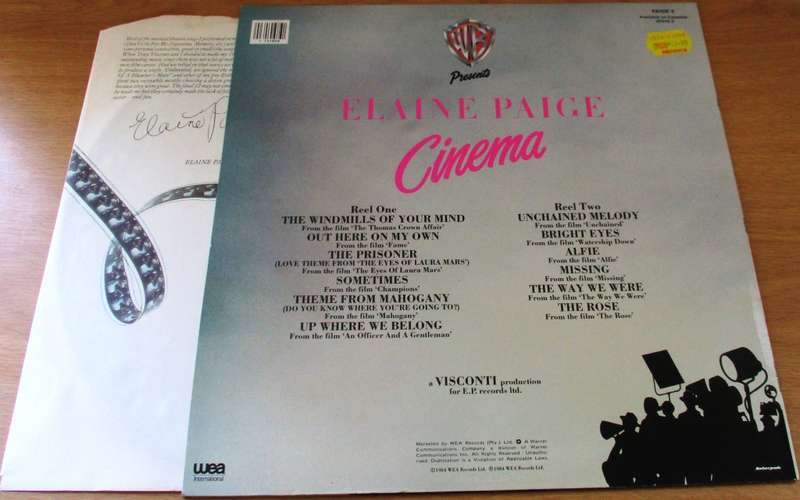 ELAINE PAIGE Cinema LP VINYL RECORD