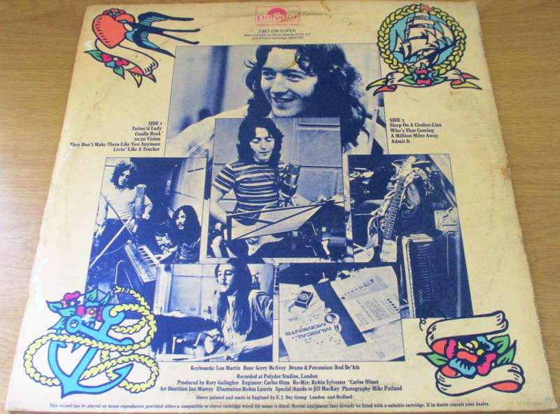 RORY GALLAGHER Tattoo LP VINYL RECORD
