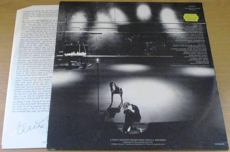 ELAINE PAIGE Stages LP VINYL RECORD