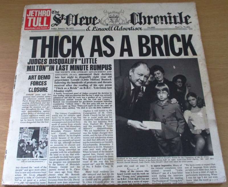 JETHRO TULL Thick as a Brick  LP VINYL RECORD