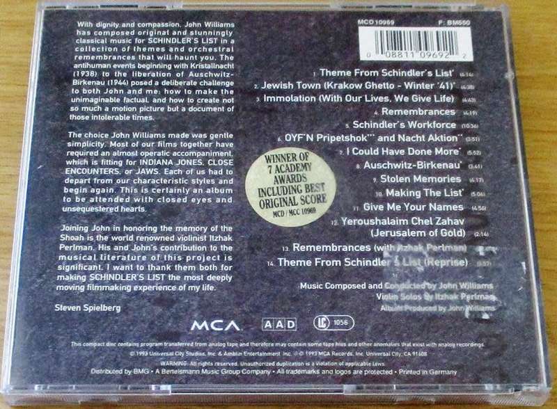 SCHINDLER`S LIST O.S.T. [Shelf G8]