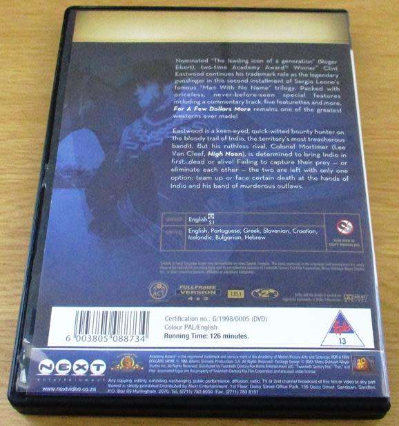 CULT FILM:  A FEW DOLLARS MORE Clint Eastwood DVD [DVD BOX 2]