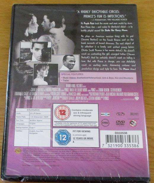 PRINCE Under the Cherry Moon DVD