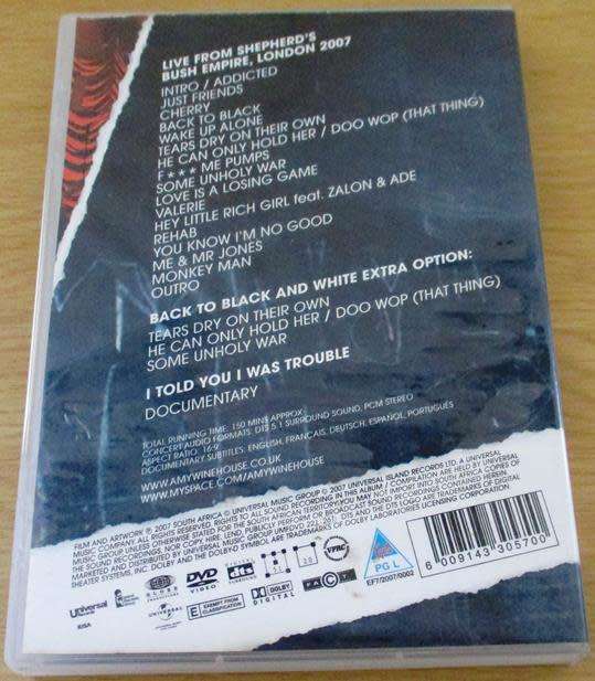 AMY WINEHOUSE I Told You I was Trouble Live in London DVD