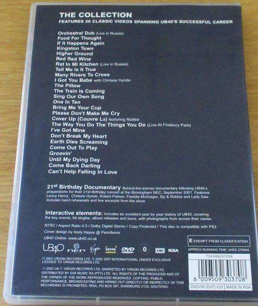 UB40 The Collection Classic Videos + 21st Birthday Documentary DVD