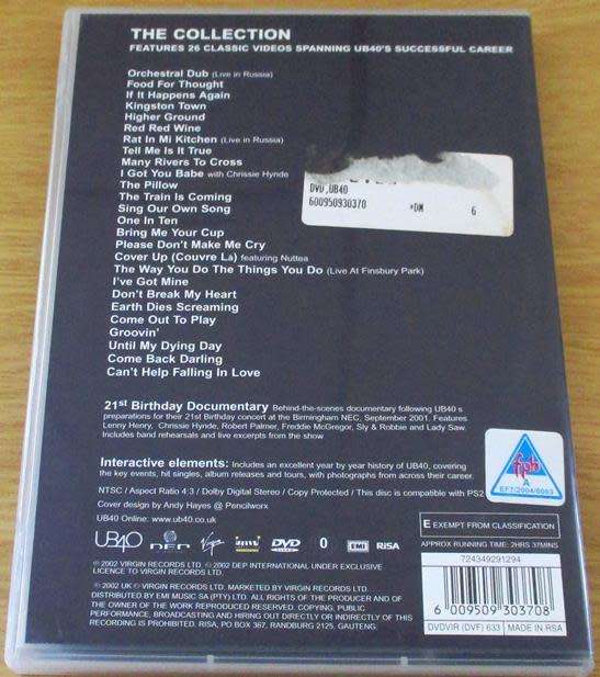 UB40 The Collection Classic Videos + 21st Birthday Documentary DVD