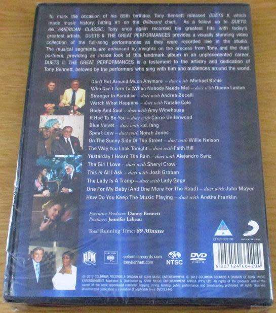 TONY BENNETT Duets II Featuring Bocelli, Lady Gaga, Norah Jones etc DVD
