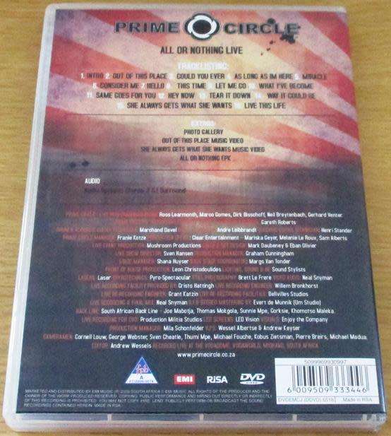 PRIME CIRCLE All or Nothing Live DVD
